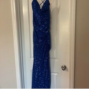 Dazzling Sapphire Sequin Evening Dress
